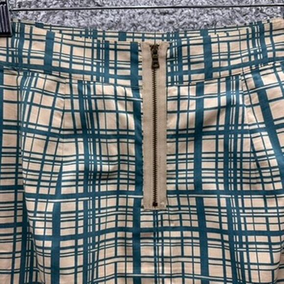 Anthropologie Girls From Savoy Size 4 A-Line Skirt Blue Checkered Front‎ Pockets - Picture 6 of 10